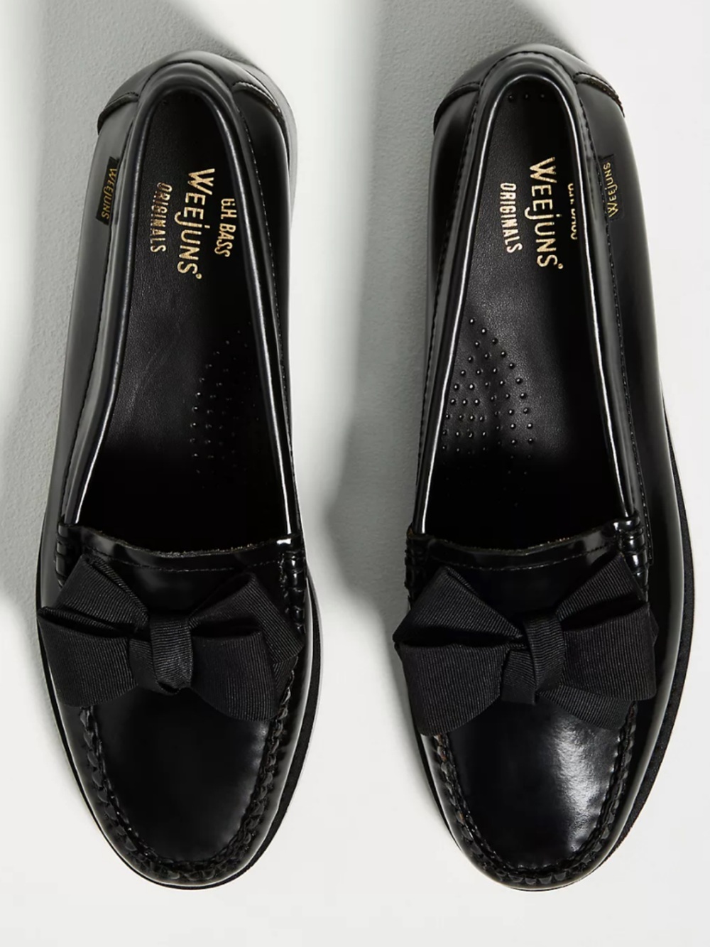 G.H. Bass & Co. Black Patent Leather Bow Loafers